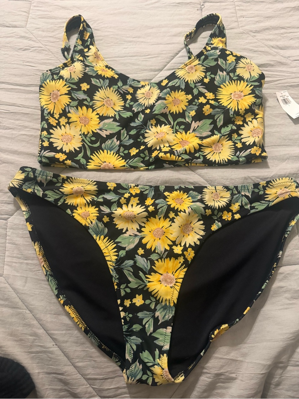 Old Navy Yellow Sunflower Print Bikini Set